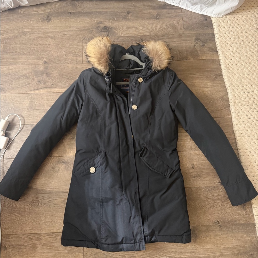 Navy Woolrich Parka with Real Fur Hood